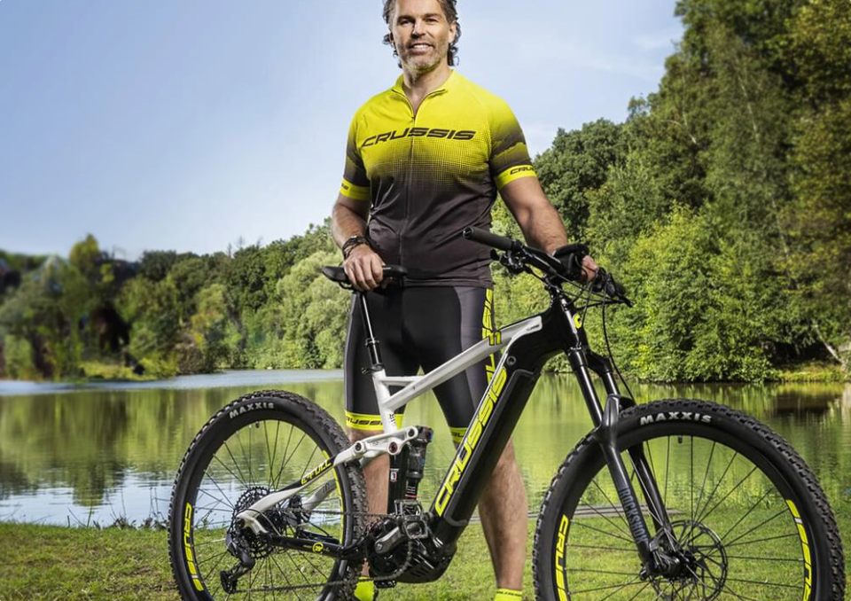 A man on a bicycle